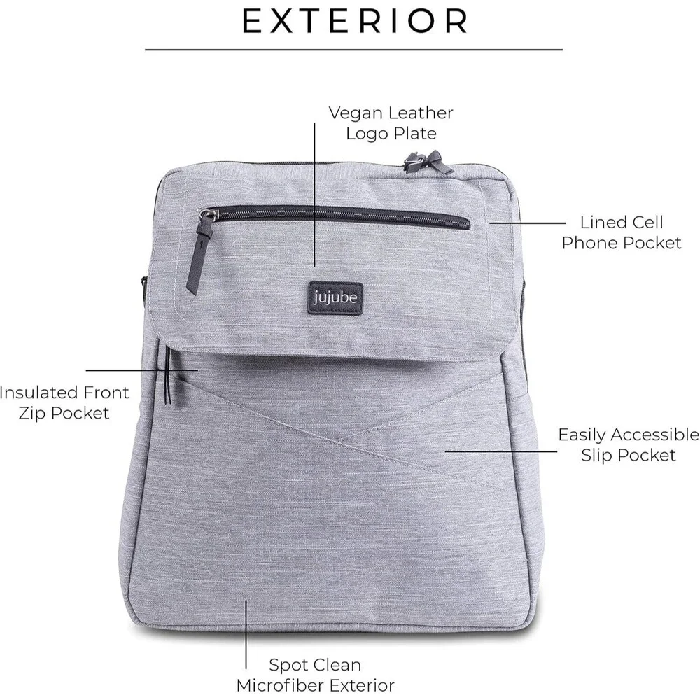 JuJuBe 4-In-1 Core Convertible Diaper/Backpac k/Messenger Bag JB21430 GlacierGra